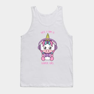 Yes i am a gamer girl, cute unicorn Tank Top